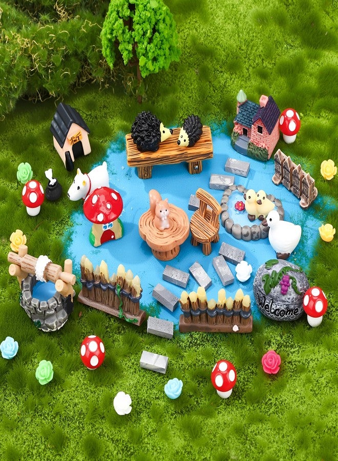 GGSTDDUP 45 Pcs Fairy Garden Accessories Miniatures Garden Kit with Animals, Mushroom House & Trees Miniature Accessories for Terrarium, Dollhouse & Outdoor Decor - Image 4